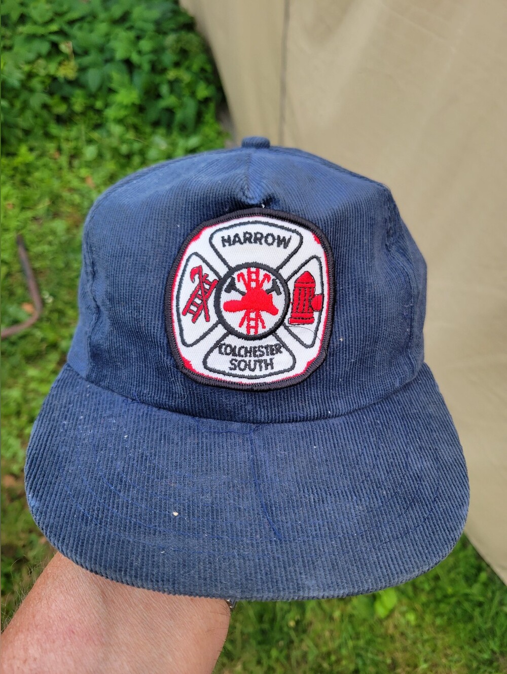 Vintage Harrow Colchester South Fire Department Corduroy Hat